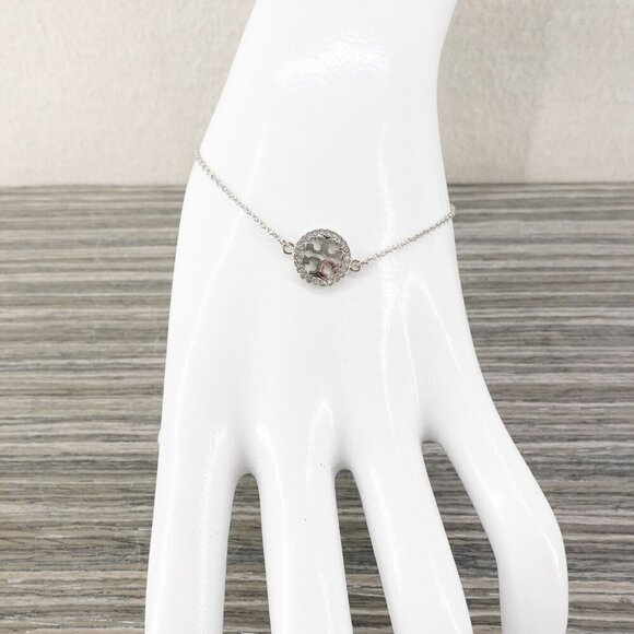 Tory Burch Miller Pave Chain Bracelet Silver OS - Picture 7 of 12